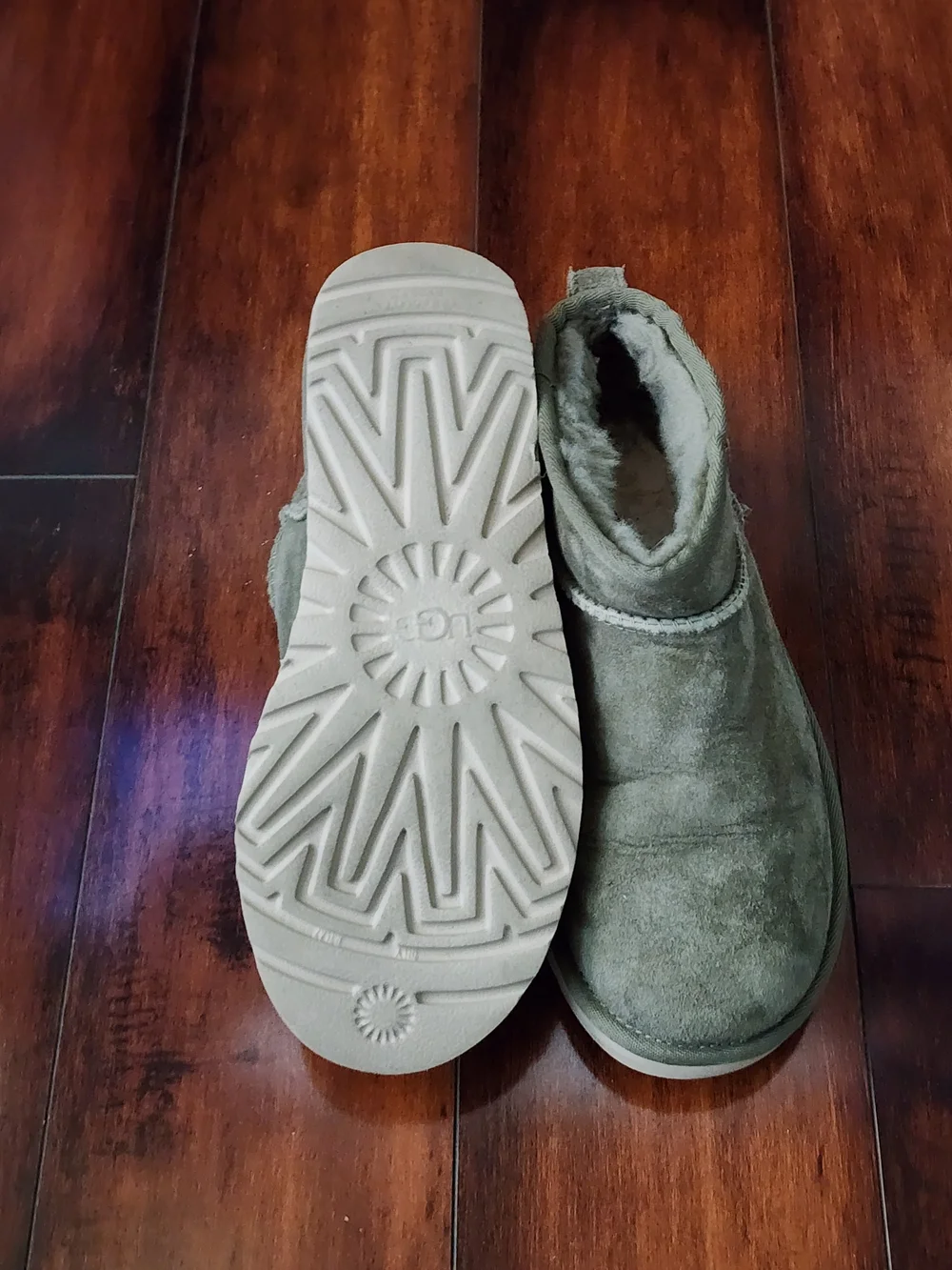 UGG Classic Ultra Mini Boots Moss Green Suede Sheepskin Women's US 7 EU 38